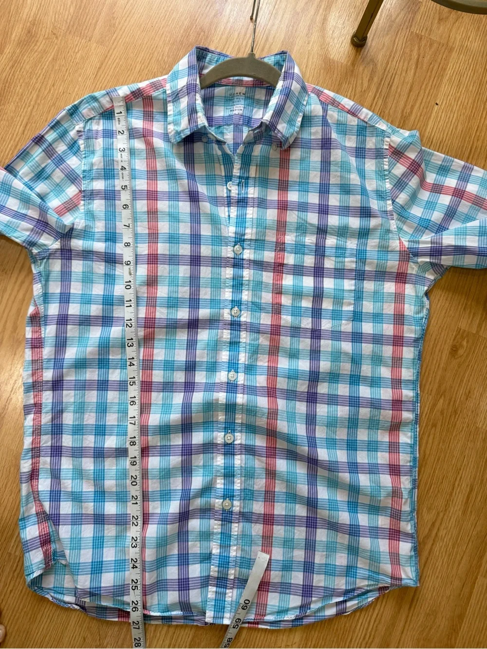 J.Crew Men’s Medium Slim Fit Lightweight Plaid Button Down Shirt 100% Cotton